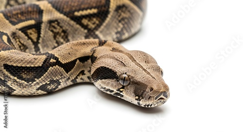 Boa Constrictor Close Up on White Background.