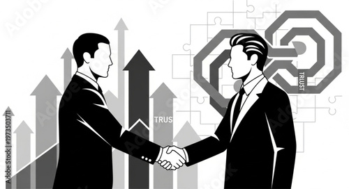 Two Businessmen Shaking Hands Sealing Partnership Deal.
