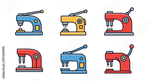 Punching Machine Line art creative abstract illustration vector