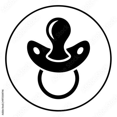 Circle Baby Pacifier Black Silhouette Glyph Icon