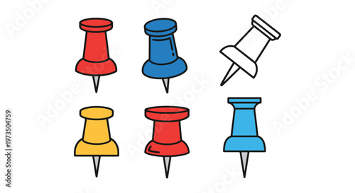 push pin Line art vector set minimal abstract illustration