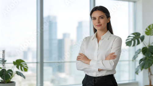 Businesswoman in office with city view Free Download Businesswoman in office with city view - GFXLoad