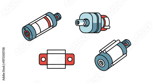 Pneumatic Cylinder Line art abstract minimal shape illustration