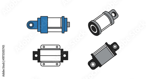 Pneumatic Cylinder Line art modern colorful shapes vector