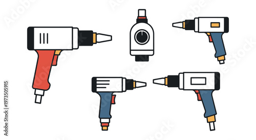 Pneumatic Hammer Line art abstract minimal shapes vector