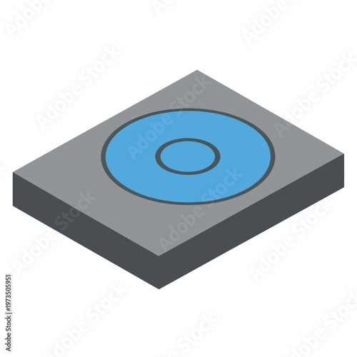 Isometric Illustration of a Blue Target on a Gray Platform.