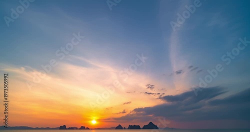 Beautiful 4K Time lapse of Majestic sunrise or sunset sky landscape Amazing light of nature cloudscape sky and Clouds moving away rolling.Colorful dark sunset cloud Footage timelapse Travel background