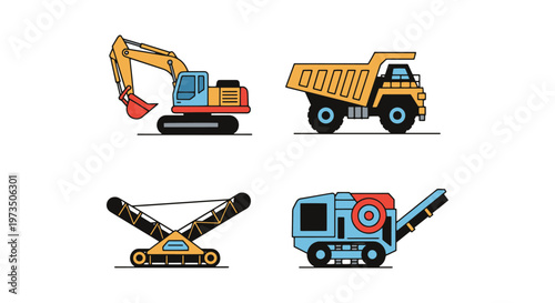 Quarry Machine Line art vector minimal abstract modern illustration