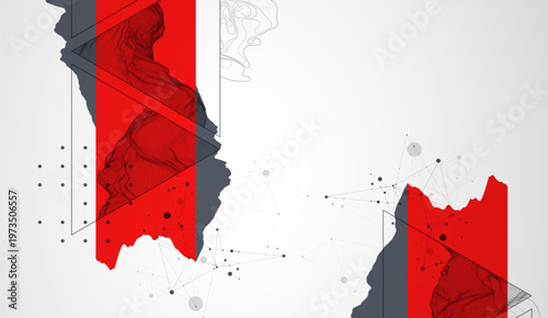 Wireframe abstract mountains in the middle of a triangle. ART background.