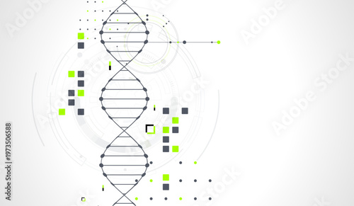 Abstraction on a scientific medical theme. Creative image of a DNA molecule with art elements.