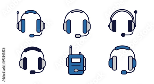 Radio headset Line art vector creative modern abstract illustration