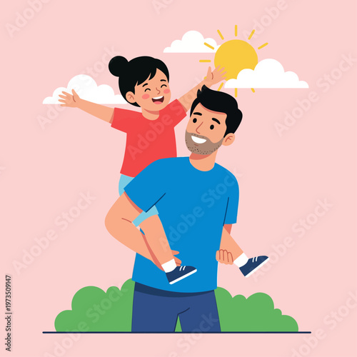 Father Giving Daughter Piggyback Ride
