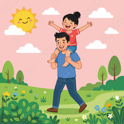 Father Giving Daughter Piggyback Ride