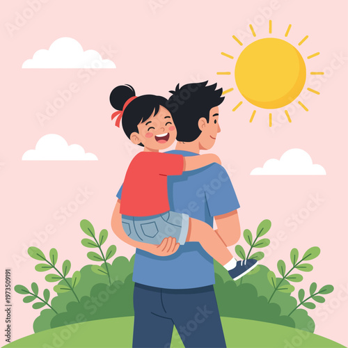 Father Giving Daughter Piggyback Ride