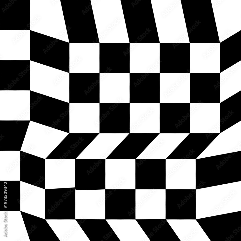 Obraz premium Abstract Black and White Geometric Checker Optical Pattern Back