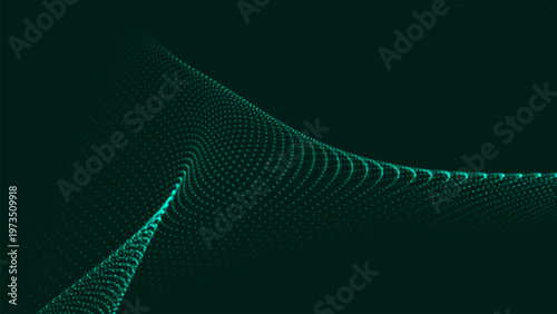 Abstract background of moving particles. Futuristic dotted wave. Big data. 3D vector illustration