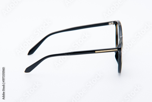 Stylish black frame eyeglasses on the white background.