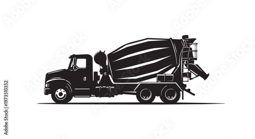 Cement mixer truck, construction vehicle, industrial equipment, heavy machinery