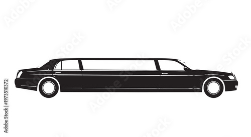 Luxury limousine, black car, limo vehicle, transportation icon