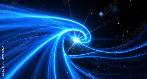 Dynamic Blue Energy Vortex: Abstract Light Trails & Futuristic Swirl