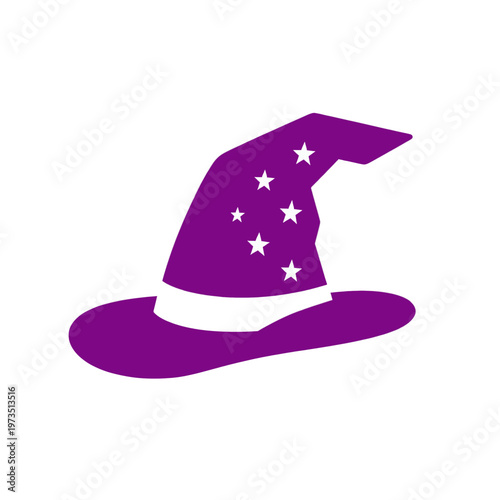 Purple Wizard Hat with Stars Vector Icon