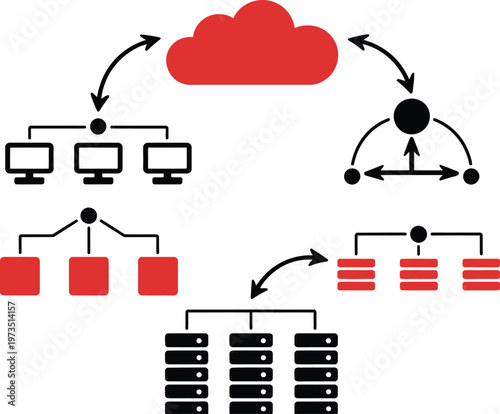 Cloud Computing Network Diagram: Data Flow and Server Architecture