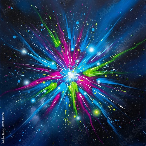 Vibrant Cosmic Explosion of Colors in Deep Space.