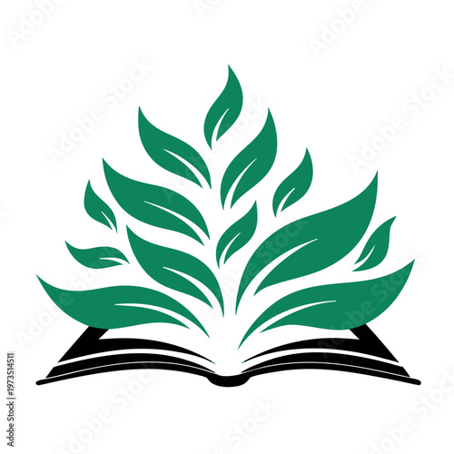 Open Book With Growing Green Leaves Concept Design