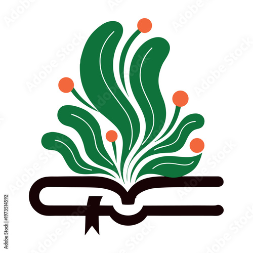 Closed Book With Emerging Green Leaves Concept Illustration