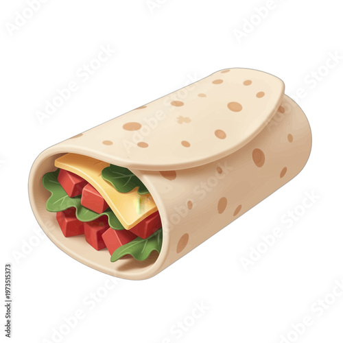 Wrapped Tortilla 3d Icon with Fillings