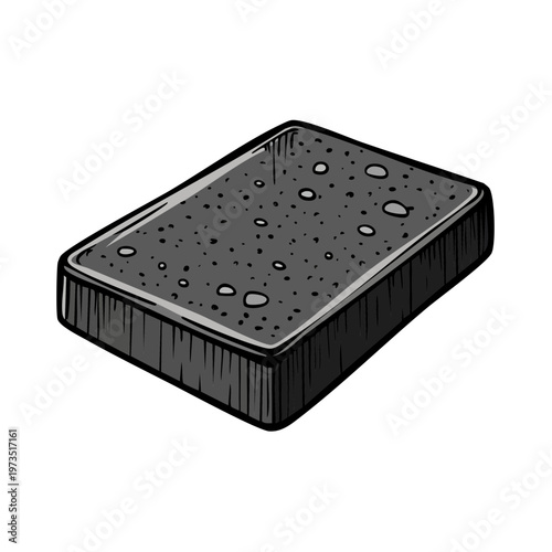 Illustration of a textured pumice stone with small bubbles and a dark outline in a hand drawn style