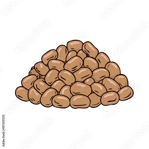 Pile of Dried Beans, Healthy Legumes, Food Ingredient Illustration