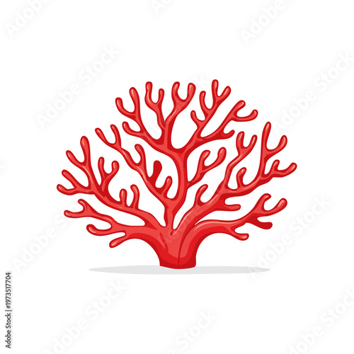 Vibrant red coral branch illustration a natural underwater organism with intricate branching structures