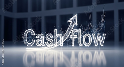 Cash flow financial growth concept with upward arrow graph and digital data visualization business finance economy investment success