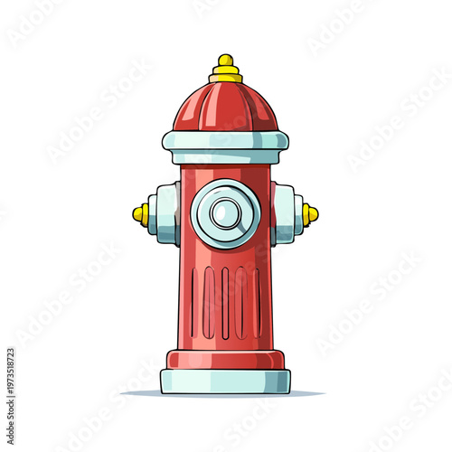 Classic Red Fire Hydrant With Silver Accents Illustration For Emergency Services