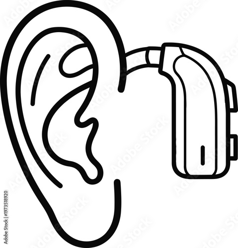 Hearing aid and human ear illustration assistive technology for sound amplification