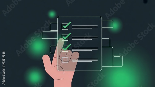 Digital workflow approval process with checklist on touchscreen