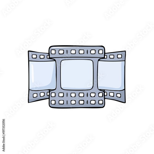 Three filmstrips arranged to show movie frames for media production and storytelling