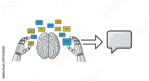 Robotic hands interact with human brain.