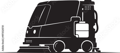 Black, industrial floor cleaner, vacuum, sweeper, machine, silhouette, icon