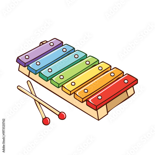 Colorful wooden xylophone with mallets for musical fun and learning