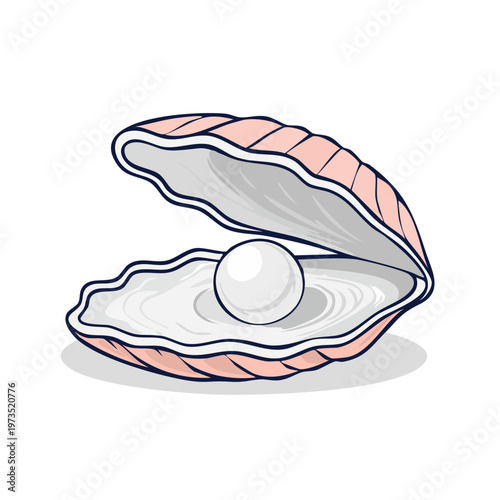 Open Oyster Shell Revealing a Lustrous Pearl Treasure