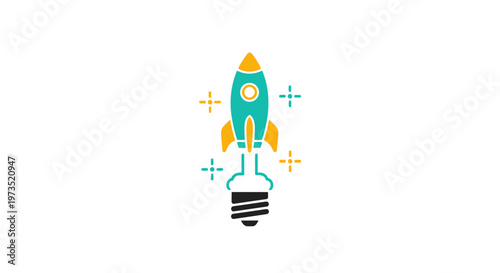 Rocket Ship Emerging from Lightbulb.