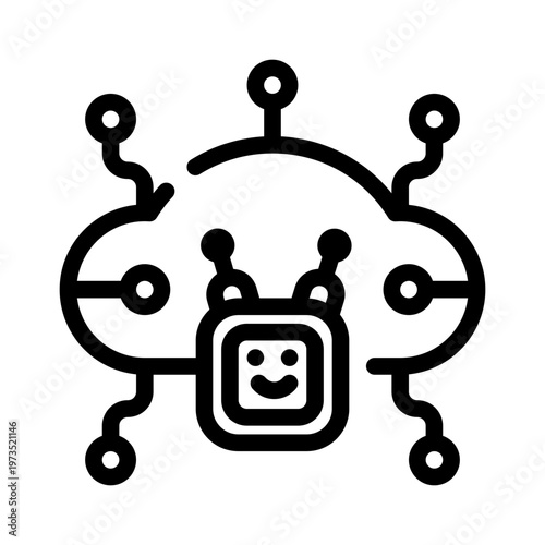 icon cloud robot with style outline