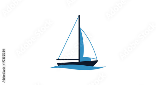 Sailing Boat on Calm Water Surface.