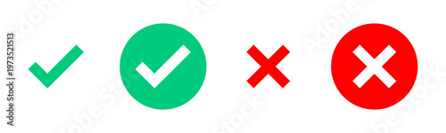 Free Download Green Check Mark and Red Cross Icons Set Approval and Rejection Symbols PNG - GFXLoad