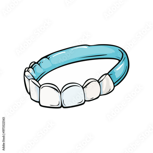 Illustrated dental retainer with blue band and white teeth