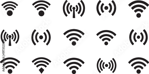 Wi-Fi signal icons on white background pattern