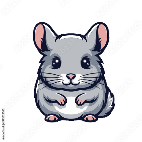 Cute gray chinchilla cartoon character.