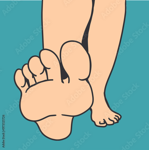 Barefoot Walking Feet Front Perspective Illustration. Ideal for health, wellness, anatomy, fitness, walking lifestyle concepts, educational materials, and medical or podiatry related designs.